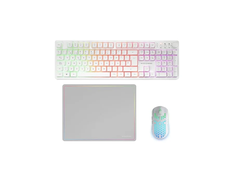 Mars Gaming MCPWX, Español, Combo Gaming Inalámbrico, Tecnología DualPro Link 2.4GPRO, Teclado Completo FRGB con Control Multimedia + Ratón RGB 3200DPI + Alfombrilla Antideslizante foto 2