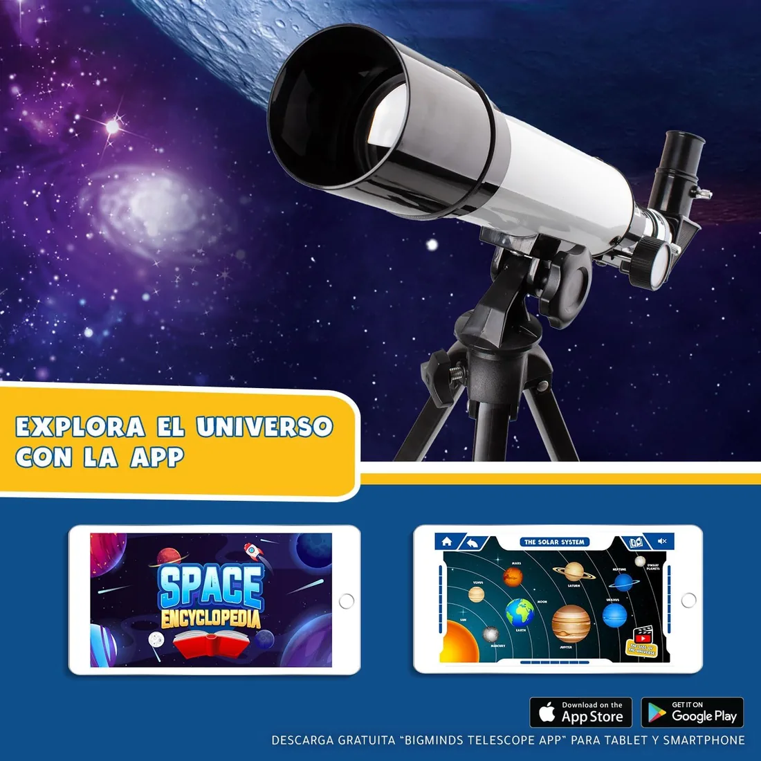 Party town Big Minds - Telescopio para Niños con App Educativa | Telescopio Astronómico Y Terrestre | Regalos Comunion Niño | Regalos para Niños 8 Años O Más foto 3