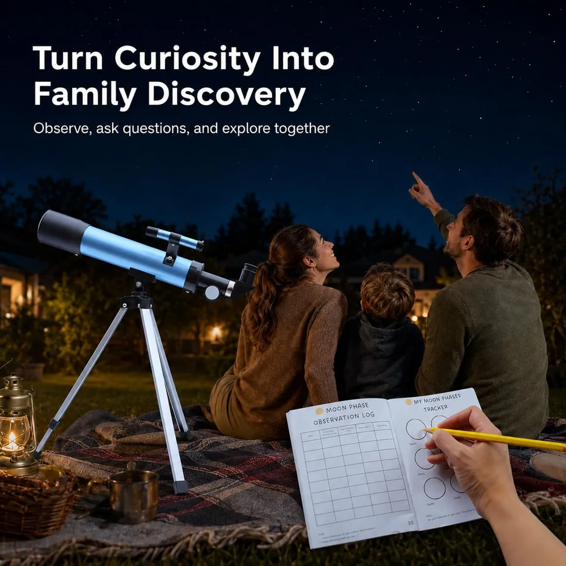 Telescopio astronómico para niños de 8 a 12 años con trípode | Telescopio para principiantes con apertura de 50 mm | Regalo educativo para niños y niñas de 6 a 12 años | Portátil | 2 oculares foto 3
