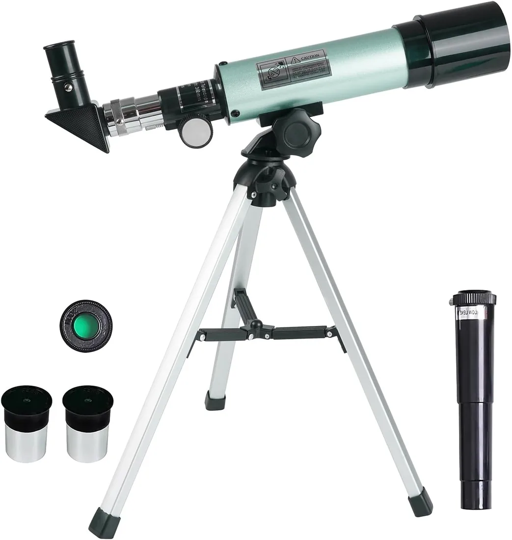 Telescopio Astronómico, Telescopios Refractores Zoom 360/50 mm 90X HD Monocular Exteriores Telescopio Refractor Portátil con Trípode para Niños Astronomía/Adultos/Principiantes