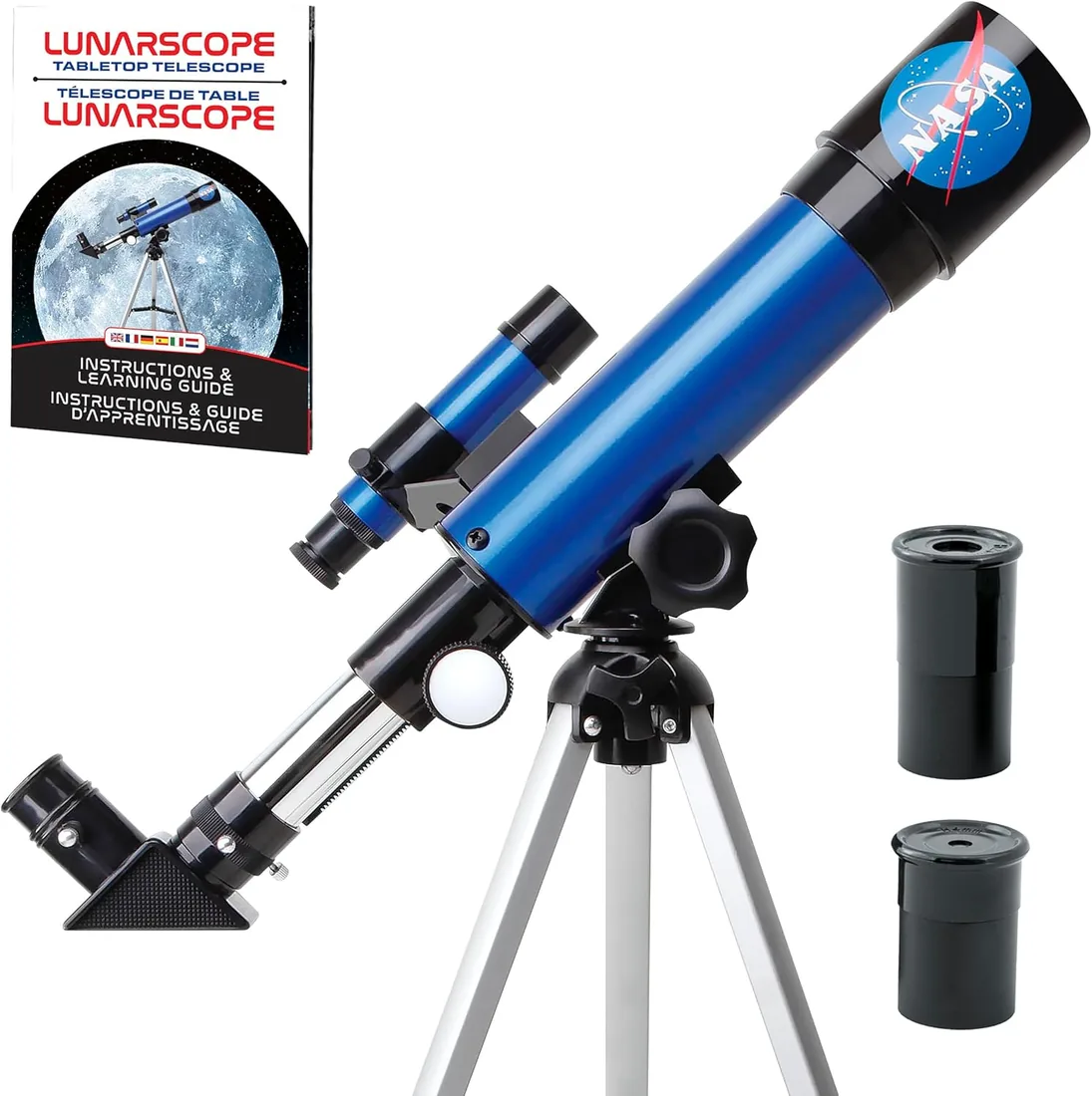 Telescopio Lunar NASA para Niños – 90x de Aumento, Incluye Dos Oculares, Trípode de Mesa y Buscador, Telescopio Infantil para la Luna, Astronomía y Espacio foto 2