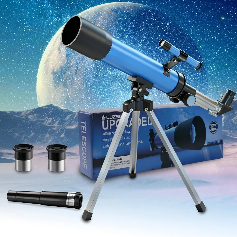 Telescopio astronómico para niños de 8 a 12 años con trípode | Telescopio para principiantes con apertura de 50 mm | Regalo educativo para niños y niñas de 6 a 12 años | Portátil | 2 oculares foto 2