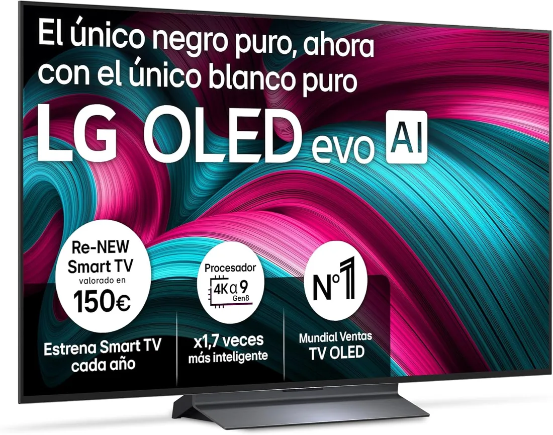 LG OLED55C54LA - Smart TV OLED EVO AI C5 55" 4K, 2025 | WebOS 25, Super Upscaling, Dolby Vision y Dolby Atmos, AMD FreeSync, Alexa/Google Assistant, Negro