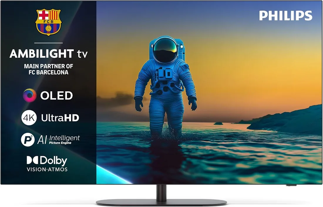 Philips Ambilight 42OLED820 4K OLED Smart TV - Pantalla de 42 Pulgadas con P5 AI Picture, Google TV, Dolby Vision y Sonido Dolby Atmos - Funciona con Alexa y Asistente de Google