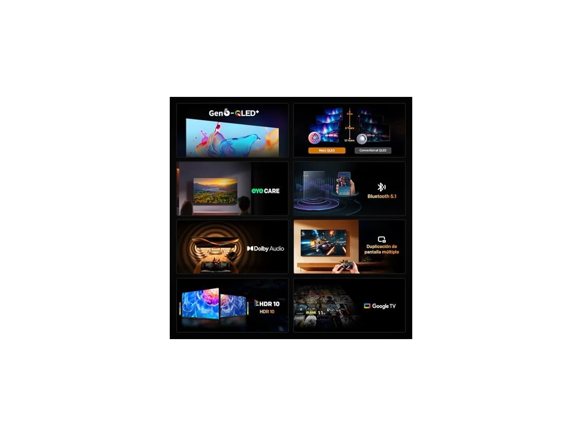 Metz TV 43 Pulgadas Smart TV, Televisor 43” QLED, HDR10, Dolby Audio, Chromecast Integrado, WiFi,… foto 2