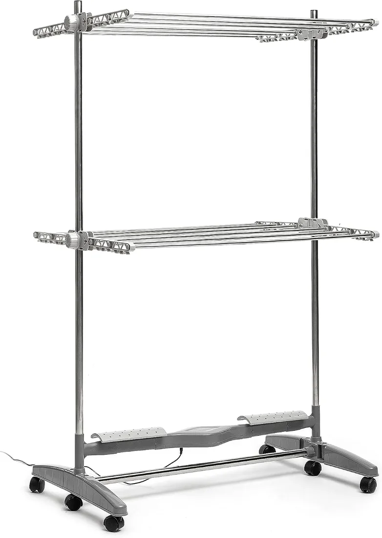 InnovaGoods® Tendedero Eléctrico Plegable con Flujo de Aire Natural, 24 W, Tendedero de Ropa con Ventilador Integrado, Barras de Tendido, Ruedas, Uso Interior, No Usa Aire Caliente
