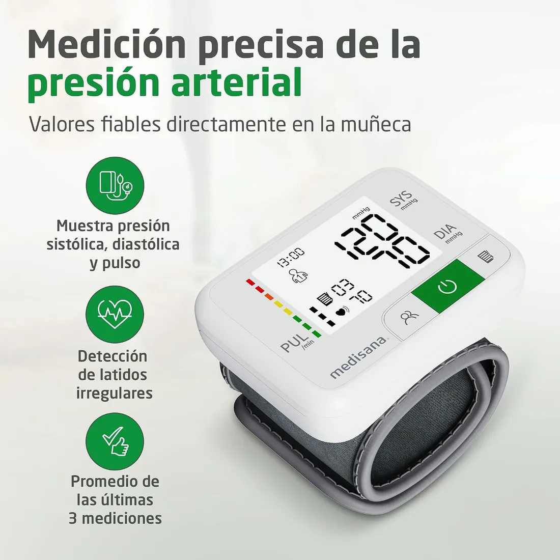 medisana BW 355 tensiómetro de muñeca, medidor de tensión arterial | con escala de semáforo y función de memoria para 2 usuarios, aparato de tension arterial y pulso foto 2