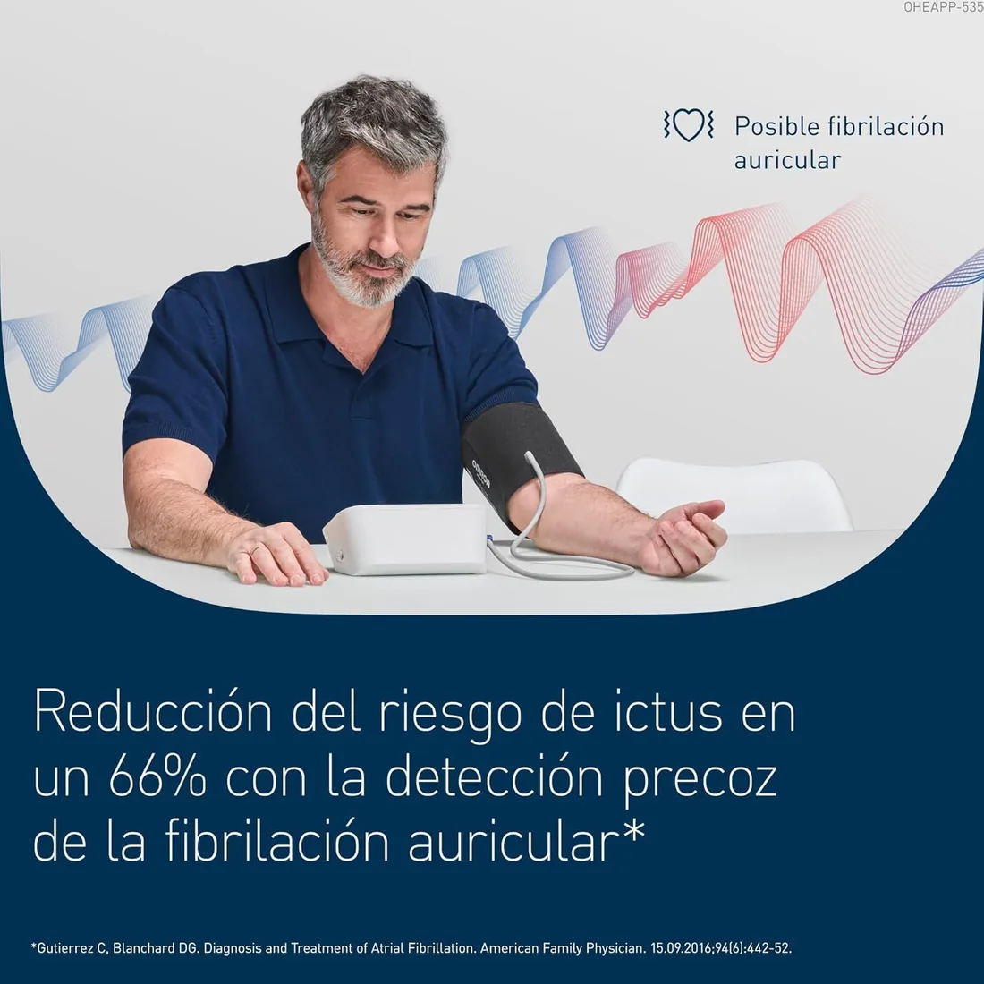 OMRON X7 Smart AFib Tensiómetro de brazo Detecta Fibrilación Auricular | Medidor de Tensión arterial Clínicamente validado incl. embarazo y diabetes, Brazalete Intelli Wrap 22-42cm, 2 Usarios foto 2