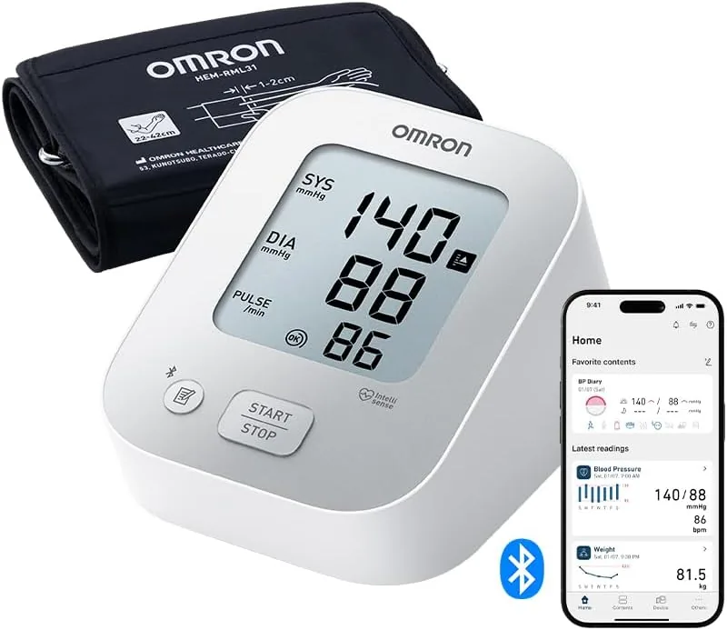 OMRON X2+ Connect Tensiómetro de brazo, Conexión Bluetooth, 22-42 cm
