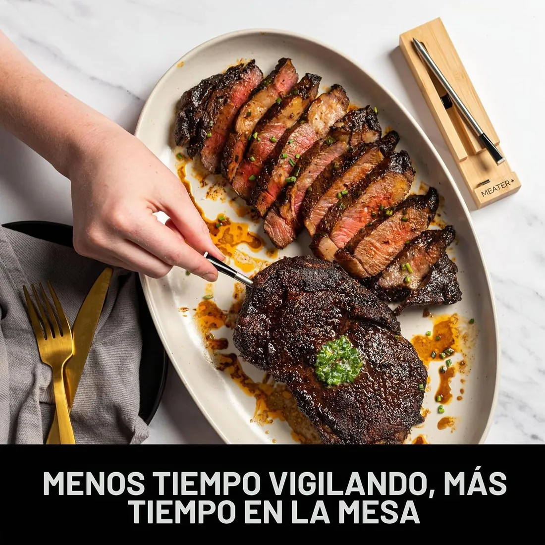 MEATER Plus | El termómetro inteligente inalámbrico para carne con alcance de 50 m para horno, parrilla, sartén y asador perfecto para disfrutar de la carne a través de la aplicación en alemán foto 2