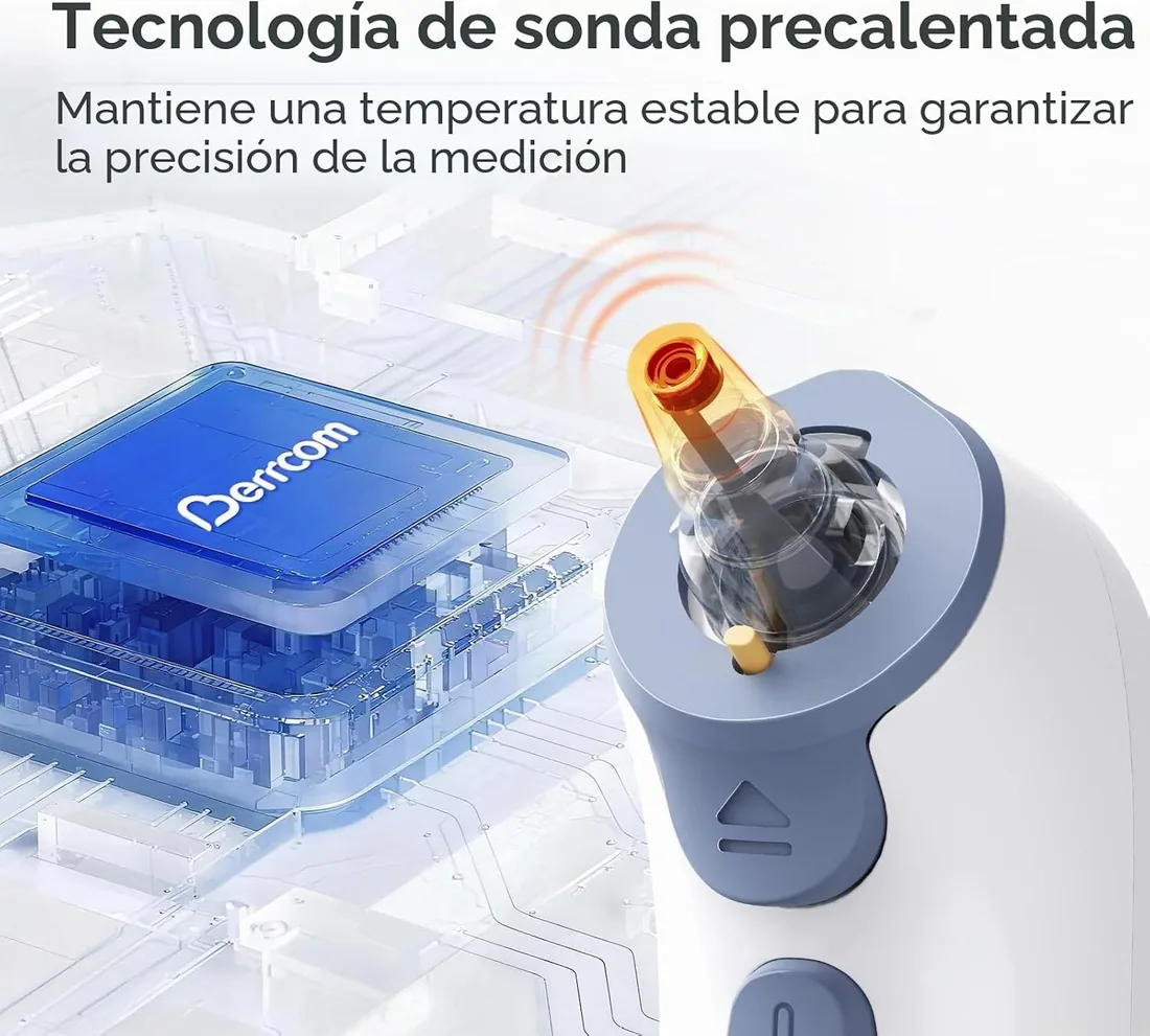 Berrcom Termómetro de Oído de Alta Precisión, Termómetro Digital con Tecnología de Sonda Precalentada para Adultos y Bebés, Guía de Temperatura por Grupos de Edad, Lectura Instantánea foto 2