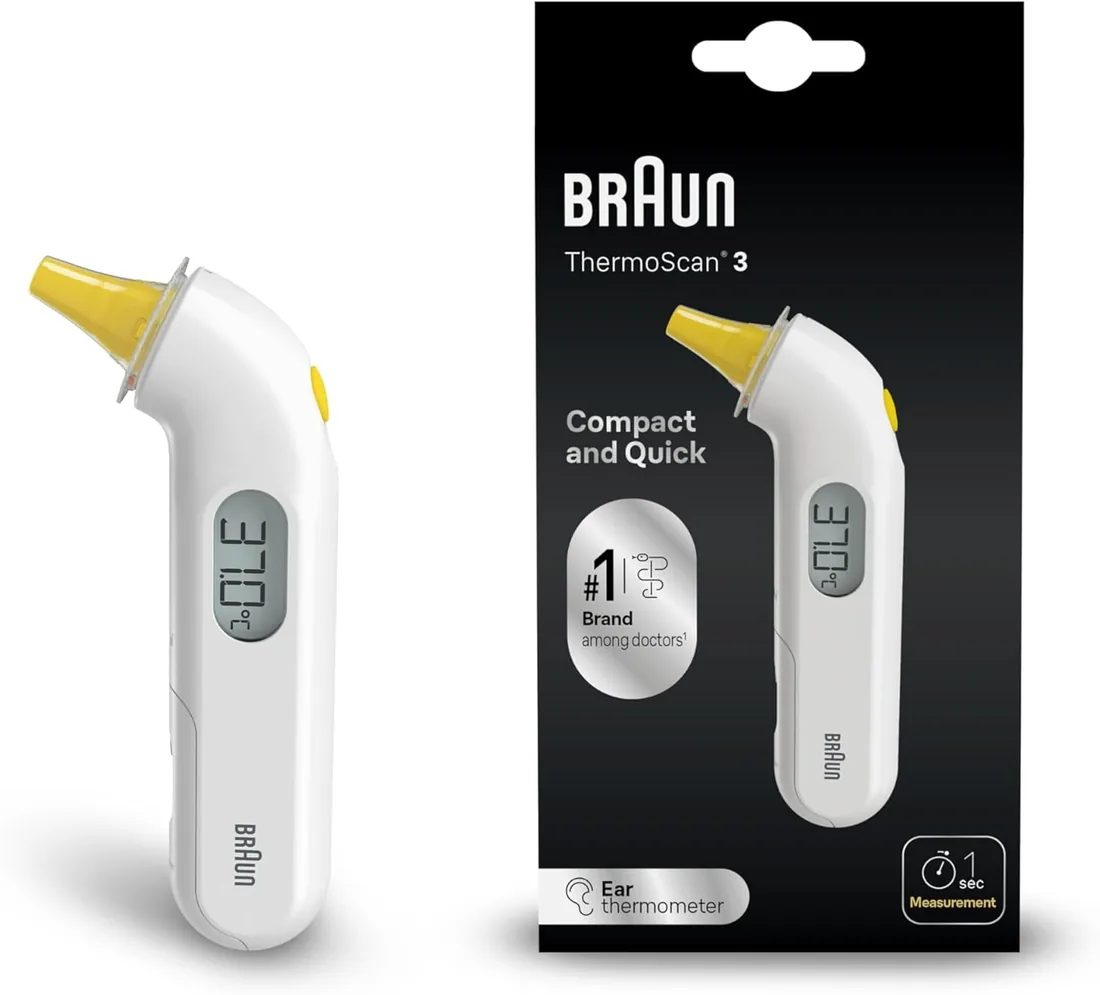 Braun ThermoScan 3 Termómetro de oído | IRT3030 | Medición rápida en 1 segundo | Indicador acústico| Apto para bebés y niños pequeños | La marca Nº 1 entre los médicos1