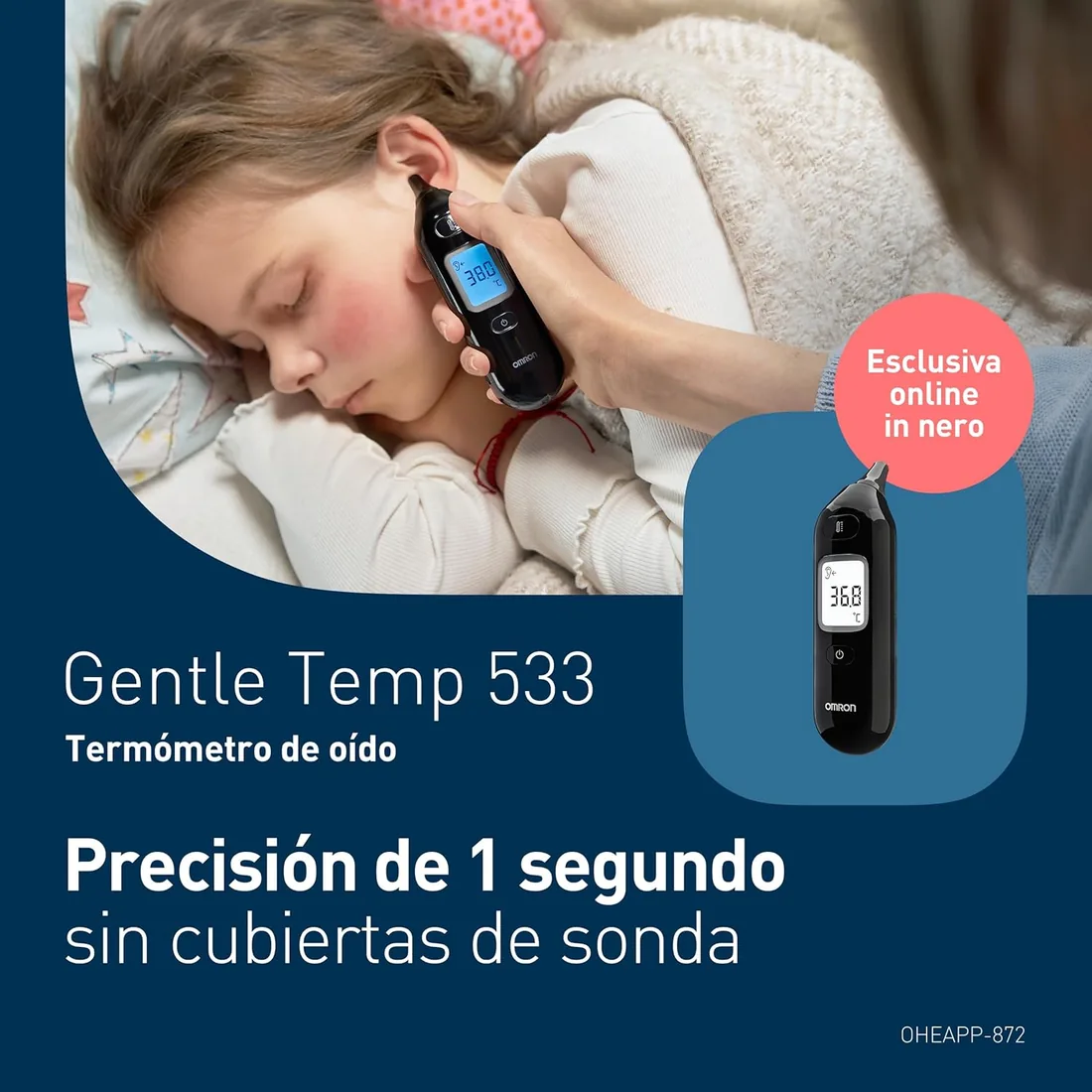 OMRON Gentle Temp 533 Termómetro digital – Termómetro oído bebé e infantil | Termómetro infrarrojos sin cubiertas de sonda, medición 1 segundo, preciso, silencioso, memoria 30 lecturas, negro foto 2
