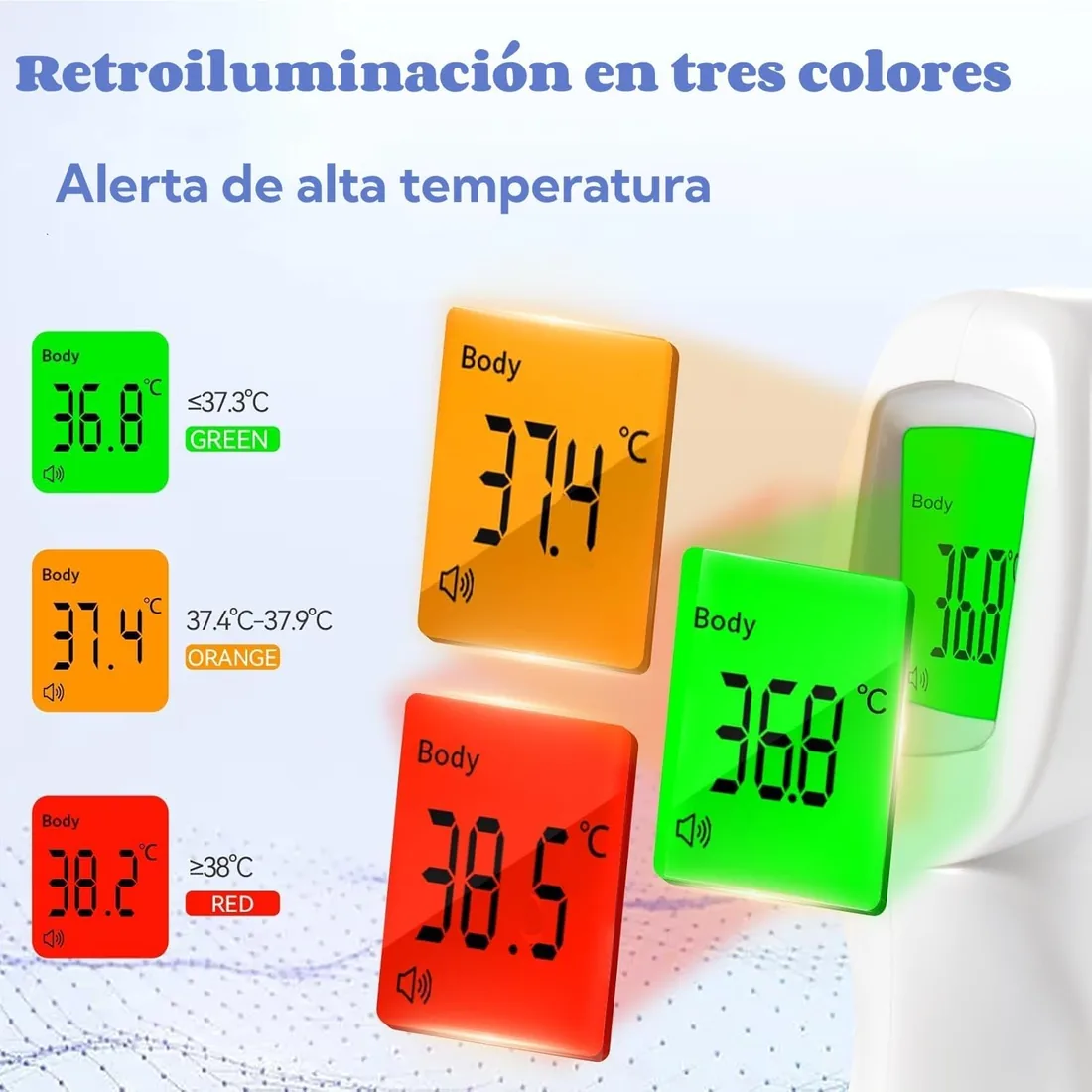 Berrcom Termómetro Digital Termómetro Frente Infrarrojo sin Contacto Termómetro Bebés, Médico Termometros pantalla Retroiluminada de Tres Colores, Temperatura de Lectura Instantánea, ℉ y ℃ Conmutable foto 3
