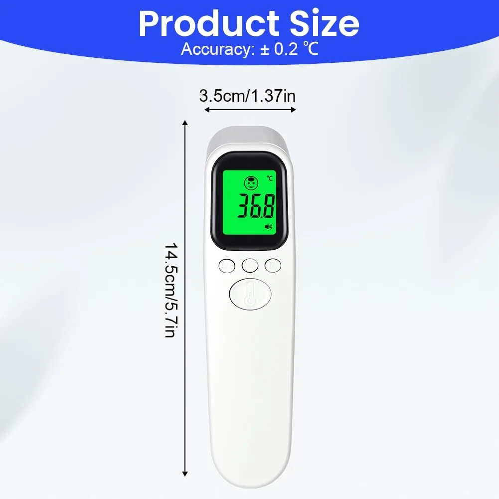 Termómetro Infrarrojo de Frente Sin Contacto, Termómetro Digital Médico para Bebés, Niños y Adultos, 2 en 1 Modo Cuerpo y Objetos con Alarma de Fiebre, Pantalla LCD 3 color y Memoria-Arma recta foto 2