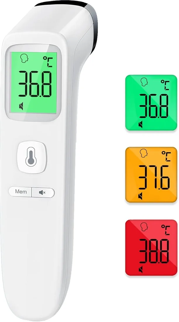 Viproud Termometro digital para fiebre para bebés, niños y adultos, Termometro bebe infrarrojo sin contacto para la Termómetro frente,con mediciones precisas instantáneas,alarma de fiebre(blanco)