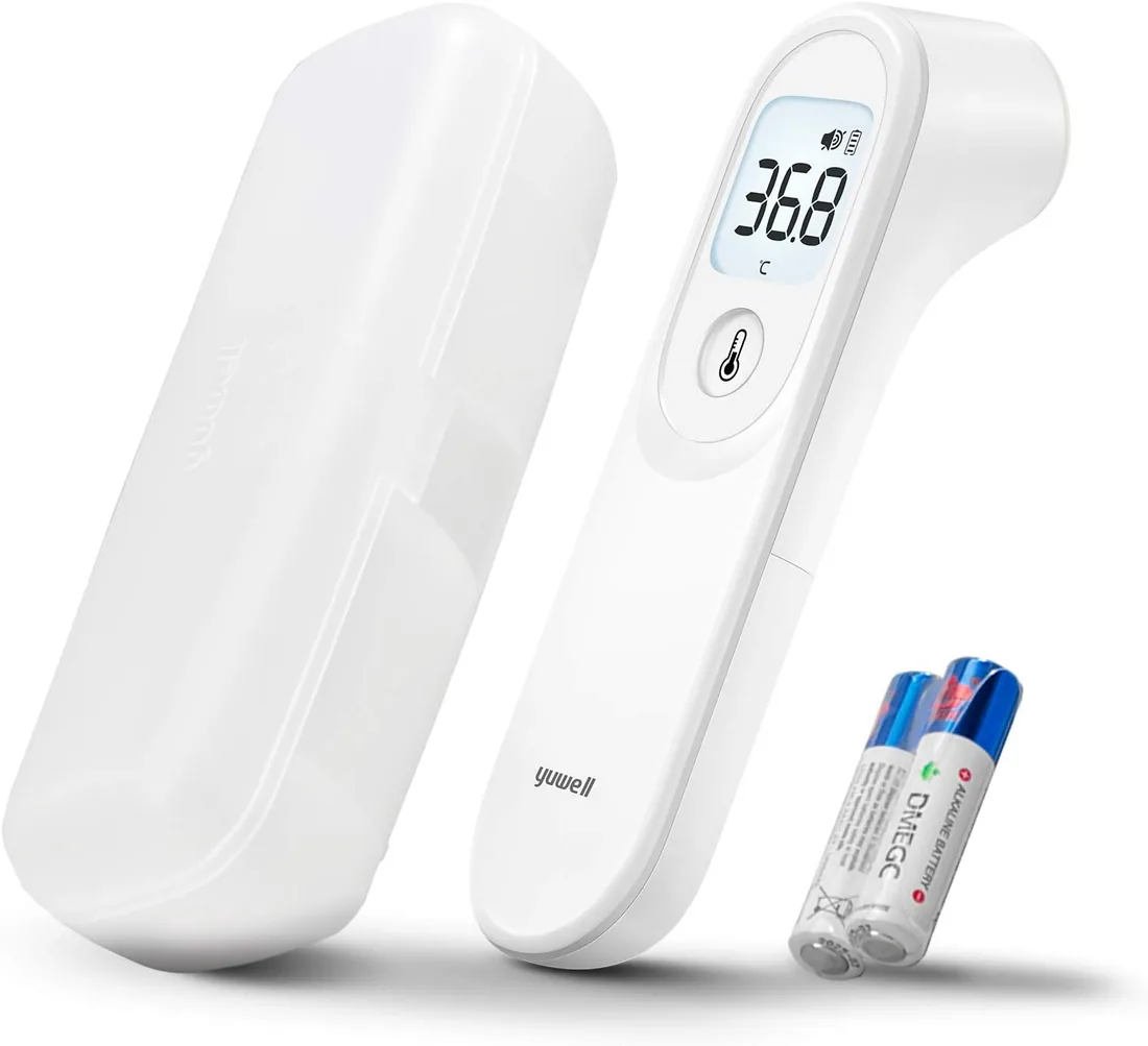 yuwell Termometro Infrarrojos para Adultos et Enfants, Termometro Digital Frente sin Contacto, Lecture Précise et Instantanée et Alarme de Fièvre e e Estuche Incluy