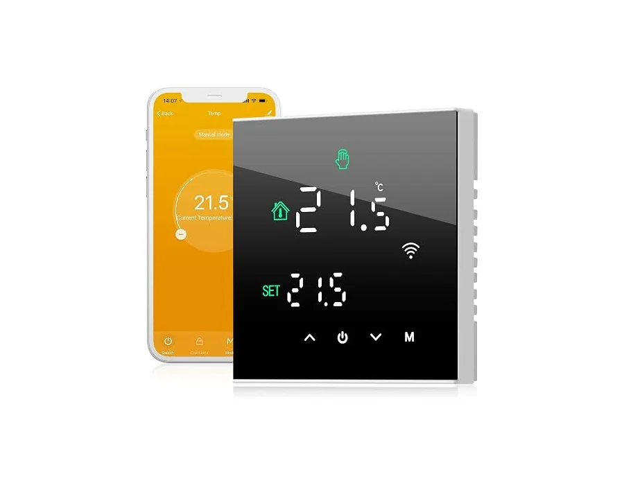 Beok Tuya Termostato WiFi para Calefacción de Calderas Inteligente, Programación de Ambiente, Pantalla Táctil LCD Controlador de Temperatura de Pared Compatible con Alexa Google Ne