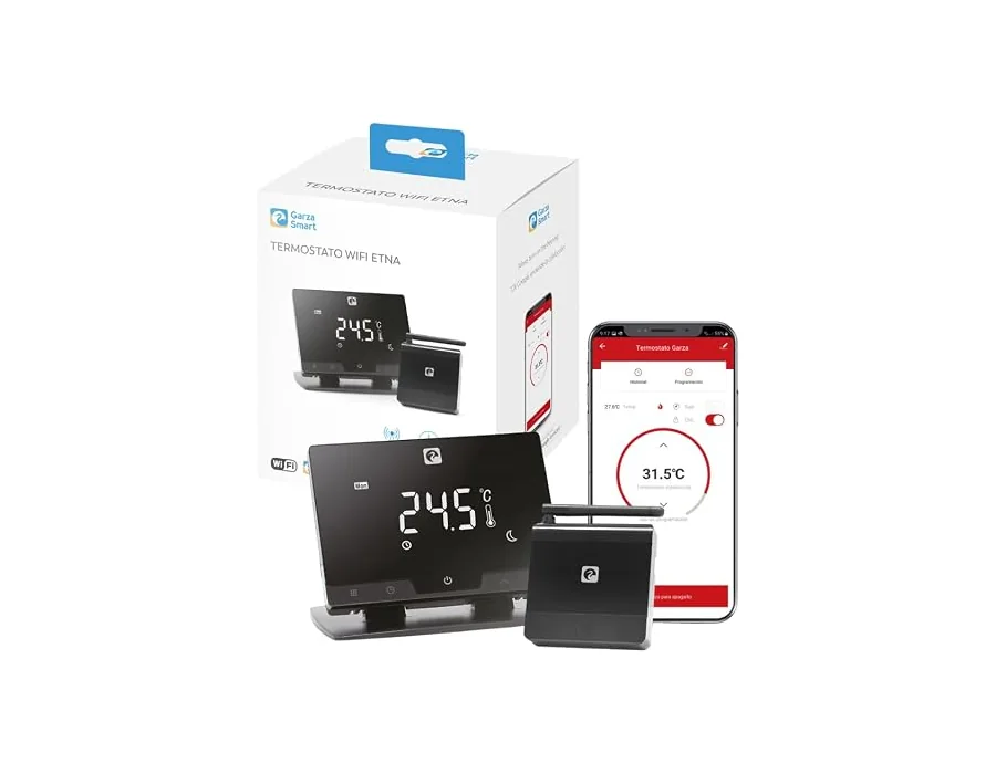 Garza - Termostato Calefacción WiFi + BT, Inalámbrico, Caldera, App y Voz
