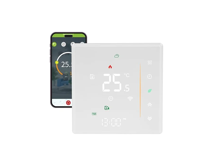 Termostato Calefaccion WiFi para Calderas, Termostato WiFi Programable de Calefacción de Caldera, Termostat Inteligente Controlable por Voz Compatible con Alexa, Google Home, y Sma