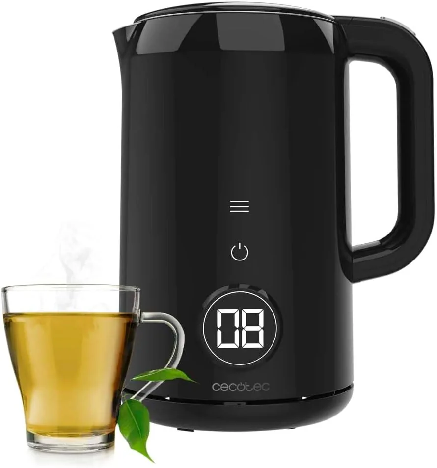 Cecotec Hervidor de Agua Eléctrico de 1,7 Litros con Pantalla Táctil Thermosense 600 Touch Neo, 2200W, Interior de Acero Inoxidable, 7 Niveles de Temperatura, Apagado Automático, Negro foto 2