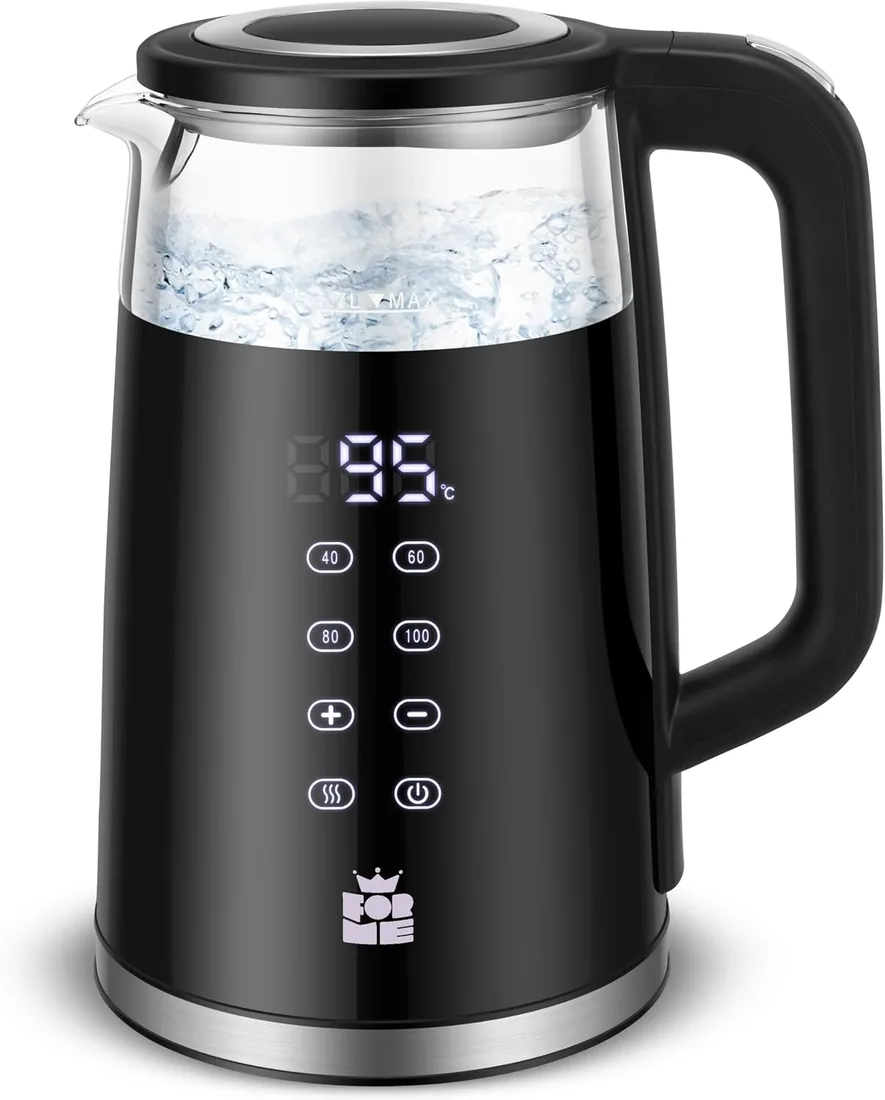 ForMe Hervidor Eléctrico de Vidrio Agua 1,7 L Selección de Temperatura de 40-100 C LED Indicador Digital de Temperatura I Función de Mantener Caliente Tetera I Cristal Hervidora Libre de BPA foto 3
