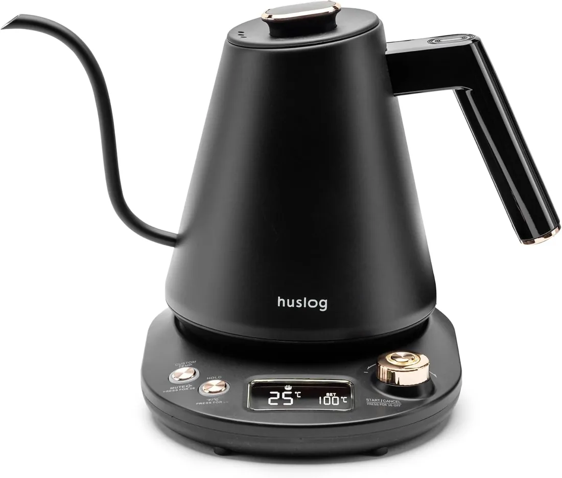 Hervidor Eléctrico de Cuello de Cisne 1L, Control de Temperatura (40 °C), Función Mantener Caliente, Pantalla LCD, Acero Inoxidable, 1100 W - Ideal para Café y Té foto 2