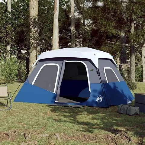 IKAYAA Tienda de Campaña de para 4-6 Personas, Tienda de Camping con LED, Impermeable, Tienda de Campaña Familiar, Fácil de Instalar, para Camping, Viajes, Azul, 344 x 282 x 212 cm foto 2