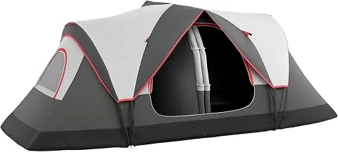 Outsunny Tienda de Campaña Familiar 450x215x180cm | Para 6-8 Personas, Tienda de Camping Plegable, 2 Habitaciones, Bolsa d