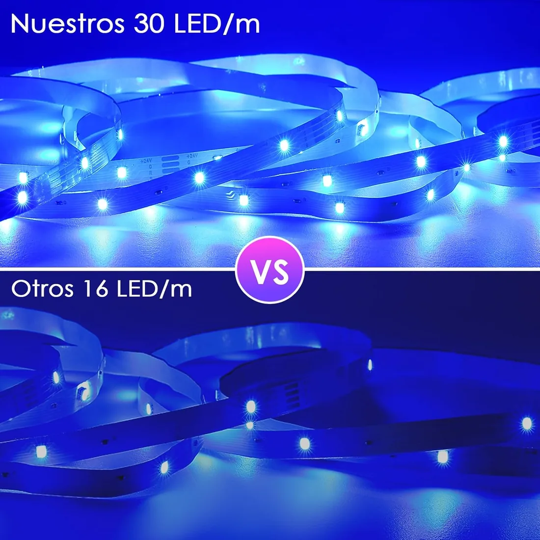 HOVVIDA Tira LED 15m, RGB Luces LED 15m, 150 LED, LED 15m, 30 LED/Metro | 1x15m, 24V, APP y Mando a distancia, Modo de Música, LED para Habitación, Sala, Cocina, Dormitorio, Bar, Fiesta foto 3