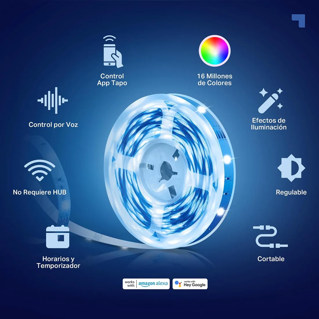 Tapo L900-5 - Tira LED Inteligente WiFi, Multicolor RGB, Control App/Voz | Regulable. 16M de Colores. Efectos de Luz. No Requiere Hub. Cortable a Medida. Control por Voz (Alexa/Google) y App Tapo. foto 2