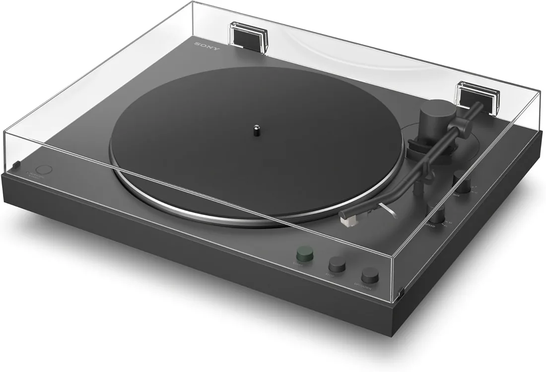Sony PS-LX3BT Tocadiscos Inalámbrico Bluetooth con Reproducción automática, Transmisión por Correa, Preamplificador Fonográfico Integrado, 2 velocidades y Cubierta Antipolvo, Negro foto 2