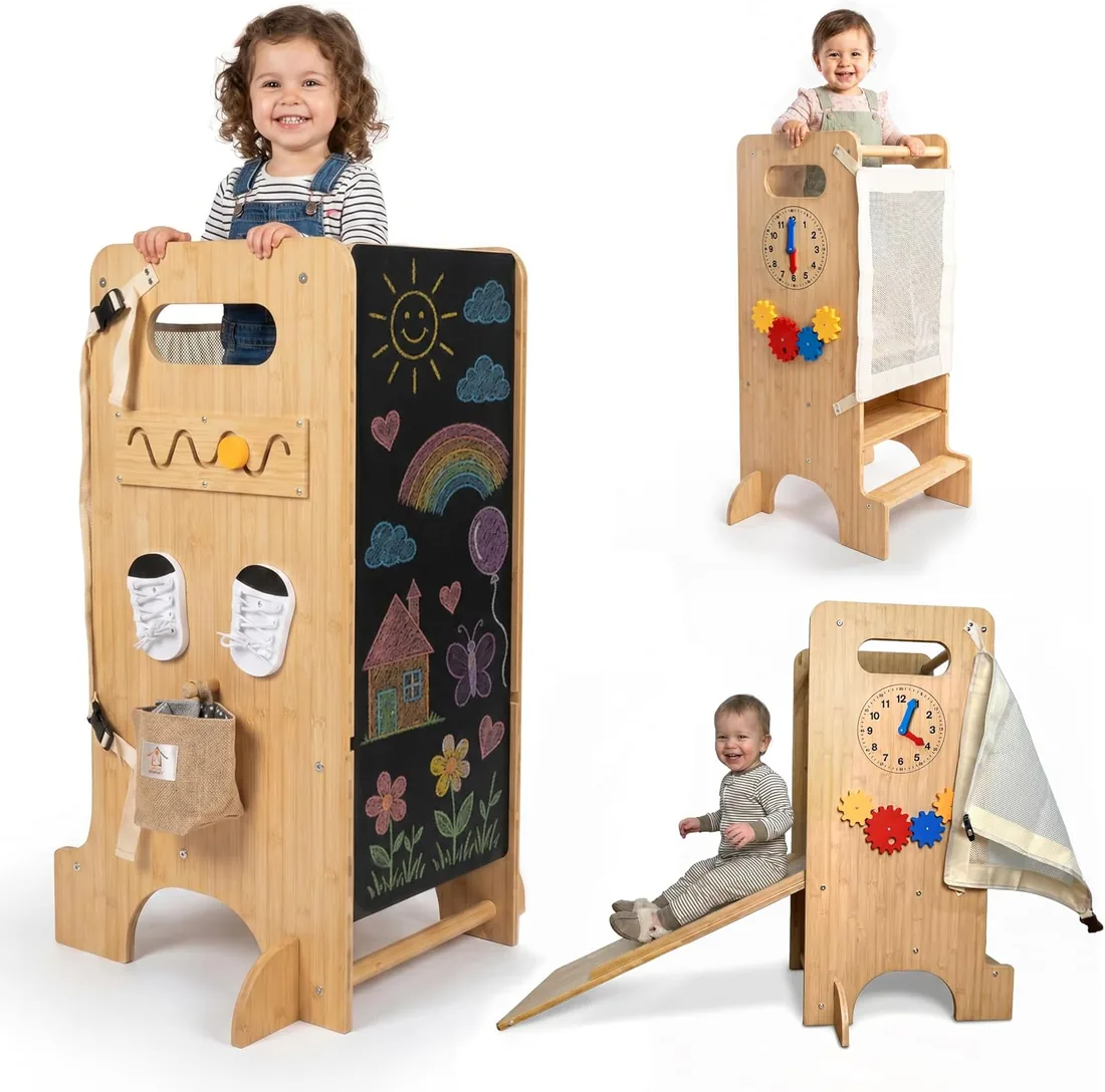 Torre de Aprendizaje Montessori Multifuncional con Juegos Montessori Niños