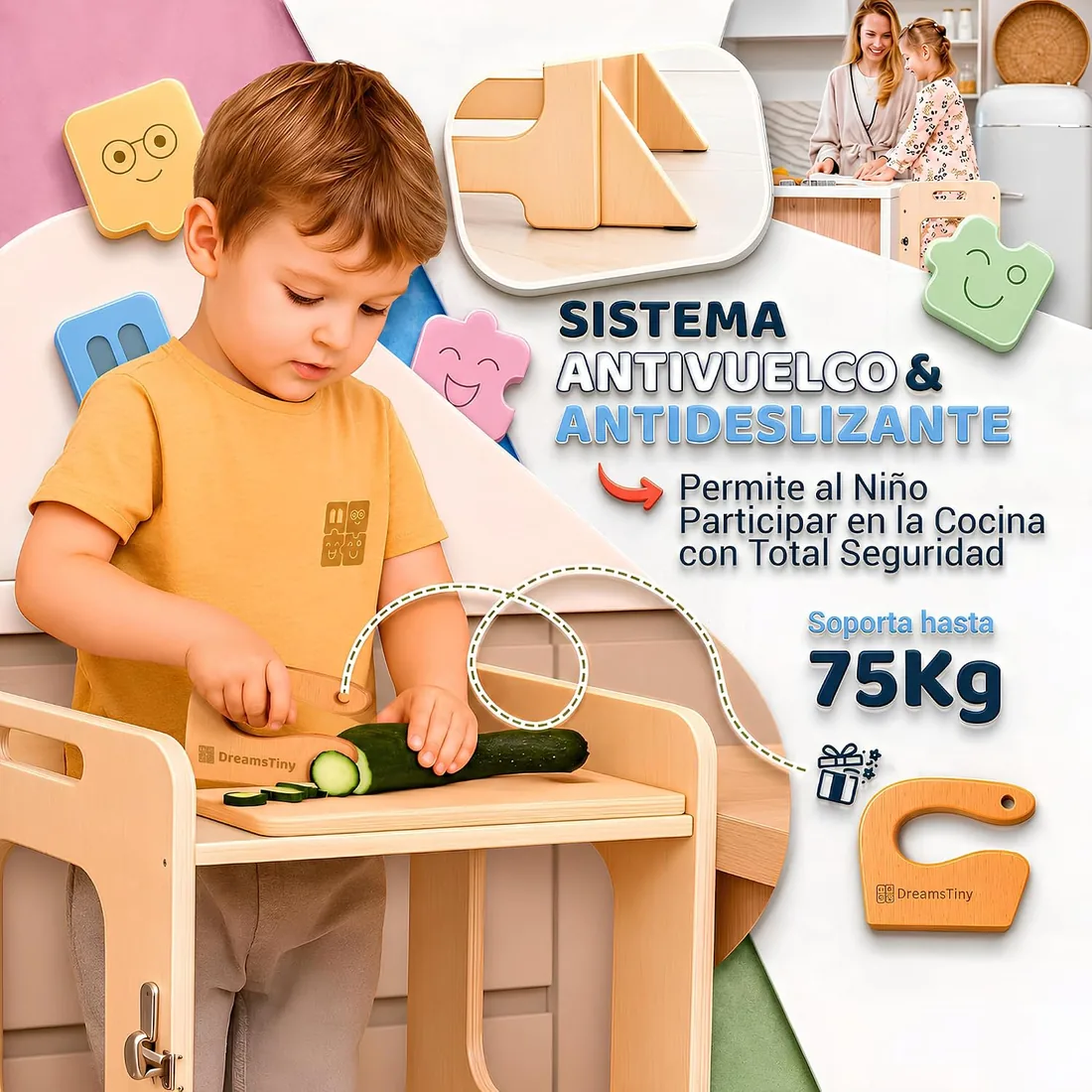Torre de Aprendizaje Plegable 3 en 1, +18 Meses, Antivuelco | Incluye Xilófono, Libro para Colorear, Caja de Lápices, Cortador y Kit de Montaje, Torre Aprendizaje Montessori foto 3