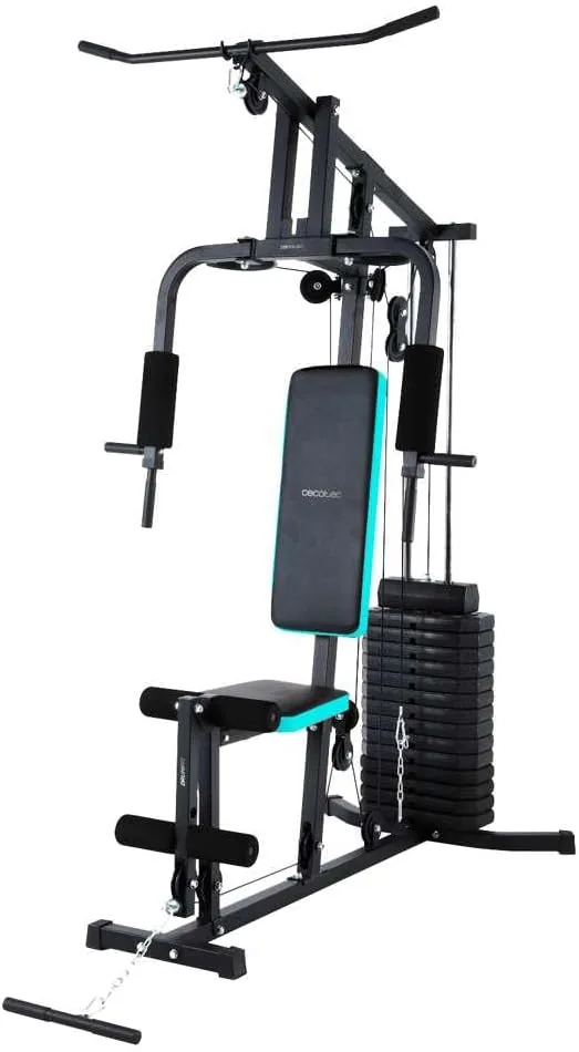 Cecotec Estación de Entrenamiento Multifuncional Drumfit HomeGym 1000 Single y Double. Bloque de Pesas Total 65Kg, Full-Body Workout, Almohadillas Acolchadas, Ajustable, Acero, Peso Máximo 120 - 150Kg