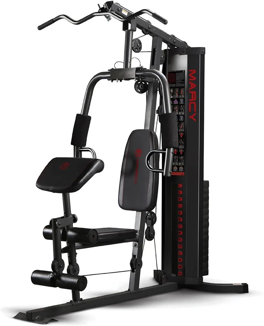 Marcy Multiestación Eclipse HG3000 Compact Home Gym - Torre de Pesas de 68 kg - Polea Alta y Baja con rodamientos de Bolas - Tensión de Cable hasta 900 kg - Peso máximo Usuario 135 kg - 4 Versiones