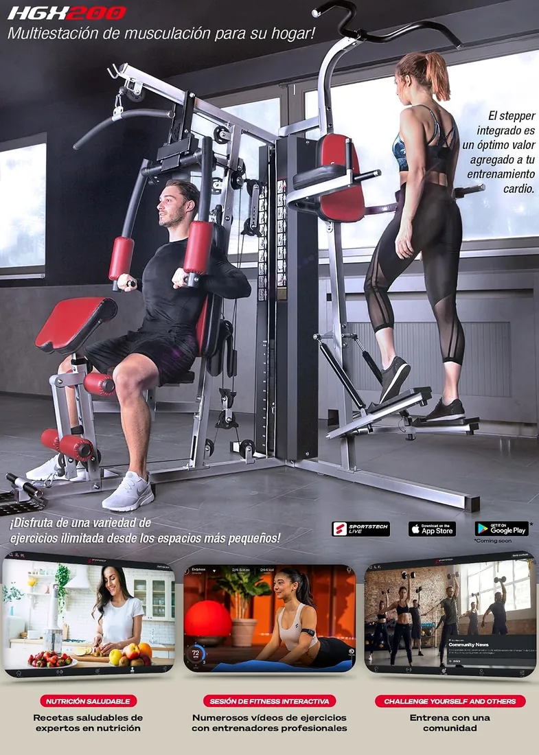 Sportstech HGX100/HGX200/HGX300 - La Única Estación de Fuerza Premium para un Entrenamiento Variado en Casa, con Escalador o Prensa de Piernas. Hecha de Material EVA, tu Estación de Fitness Doméstica foto 2