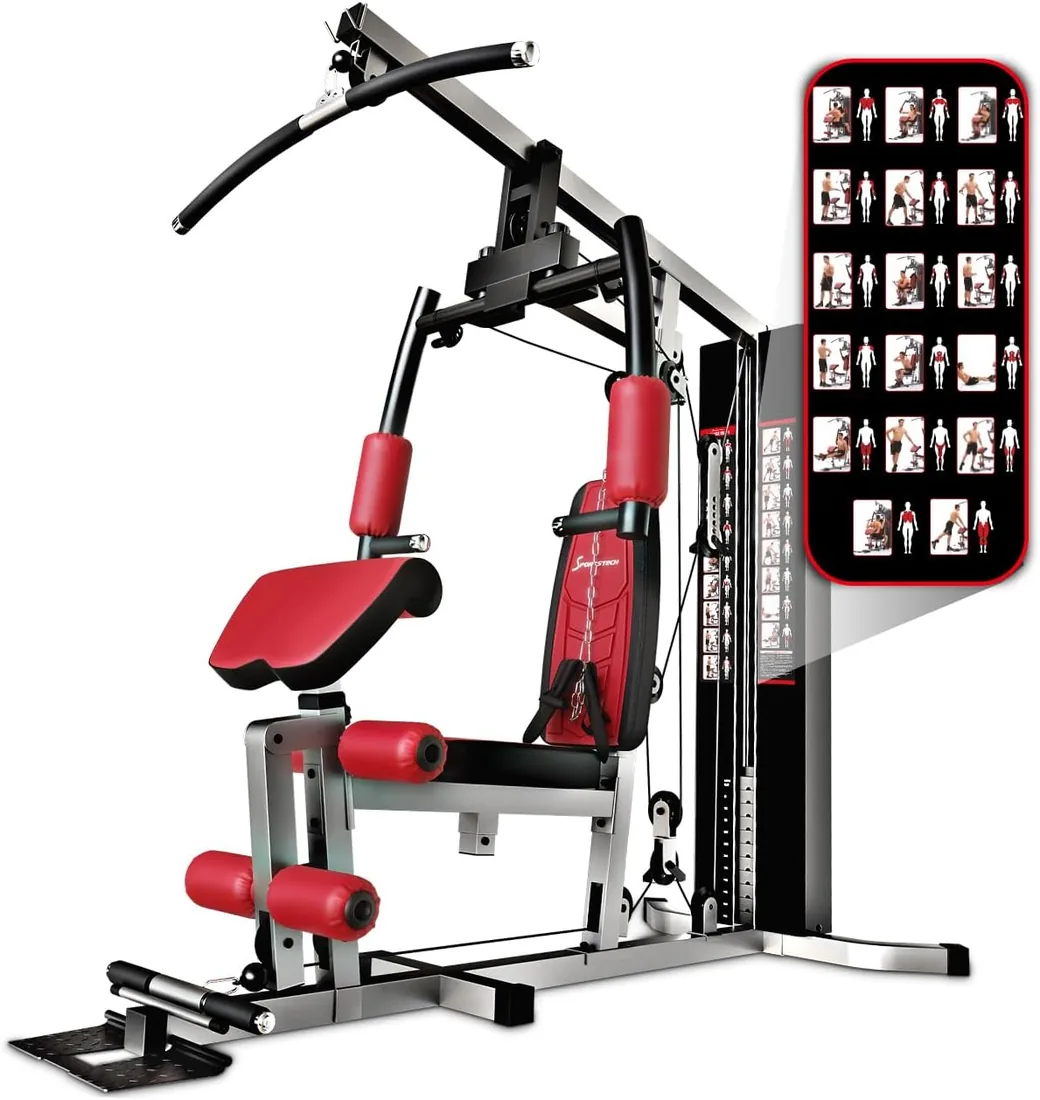 Sportstech HGX100/HGX200/HGX300 - La Única Estación de Fuerza Premium para un Entrenamiento Variado en Casa, con Escalador o Prensa de Piernas. Hecha de Material EVA, tu Estación de Fitness Doméstica