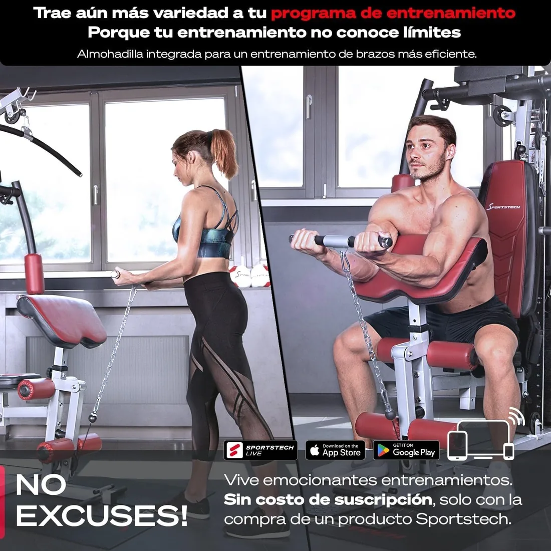 Sportstech HGX100/HGX200/HGX300 - La Única Estación de Fuerza Premium para un Entrenamiento Variado en Casa, con Escalador o Prensa de Piernas. Hecha de Material EVA, tu Estación de Fitness Doméstica foto 2