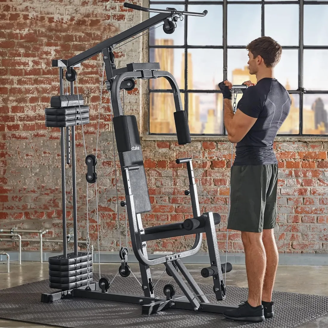 tectake® multiestación musculación, máquina de musculación Multifuncional con polea Gimnasio Mariposa, Barra de Ejercicios, Entrenamiento en casa, Gimnasio en casa, multiestación Gimnasio - Negro foto 3