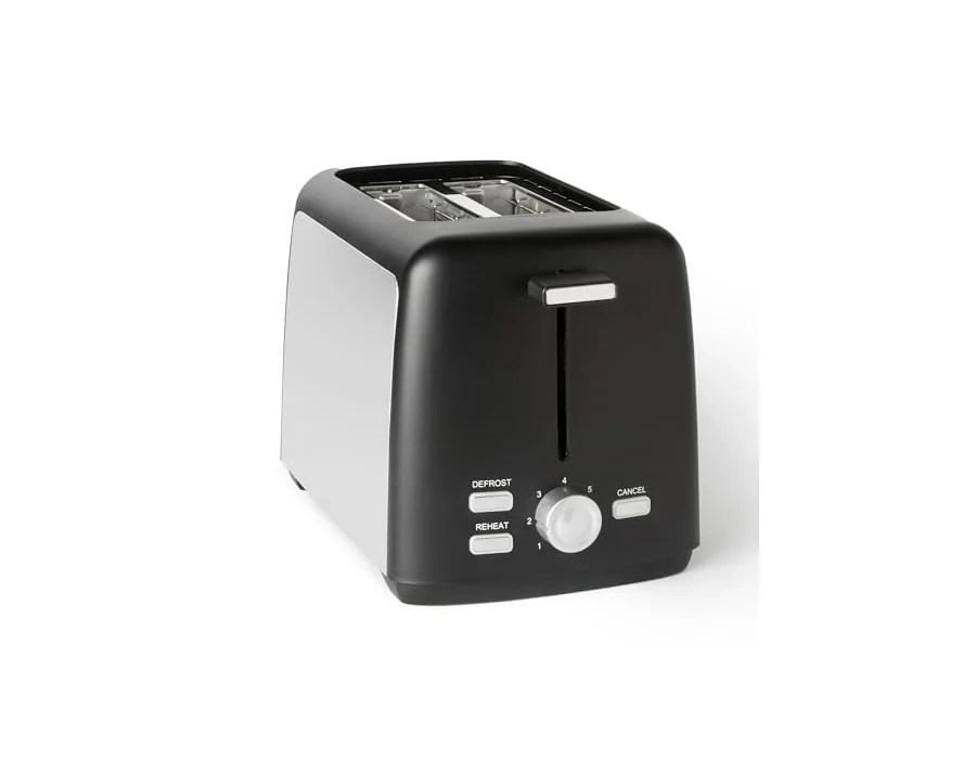 Amazon Basics Tostadora 2 Rebanadas con 7 Niveles de Tostado y Bandeja para Migas Extraíble, Ranuras Extra Anchas, 800W, Negro foto 2