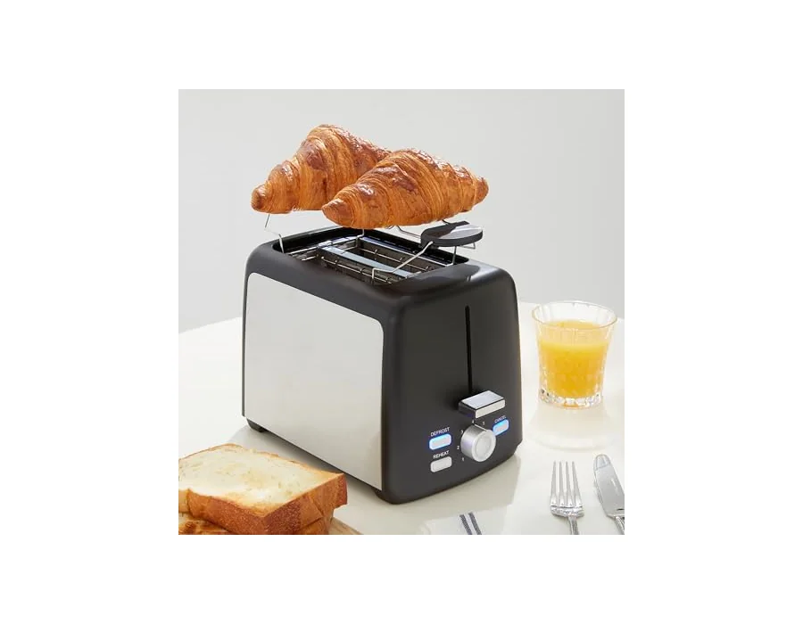 Amazon Basics Tostadora 2 Rebanadas con 7 Niveles de Tostado y Bandeja para Migas Extraíble, Ranuras Extra Anchas, 800W, Negro foto 3