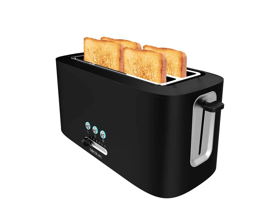 Cecotec Tostadora Vertical Toast&Taste 16000 Extra Double. 1630 W, 2 Ranuras Largas extraanchas, 3 Funciones, Diseño en plástico con acabados en acero inox, Incluye Varillas superi