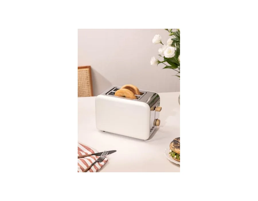 CREATE/TOAST RETRO/Tostadora blanco roto / 6 Niveles de potencia, bandeja recogemigas, termostato, descongelación, recalentar, 2 ranuras rebanadas anchas, 850W foto 3