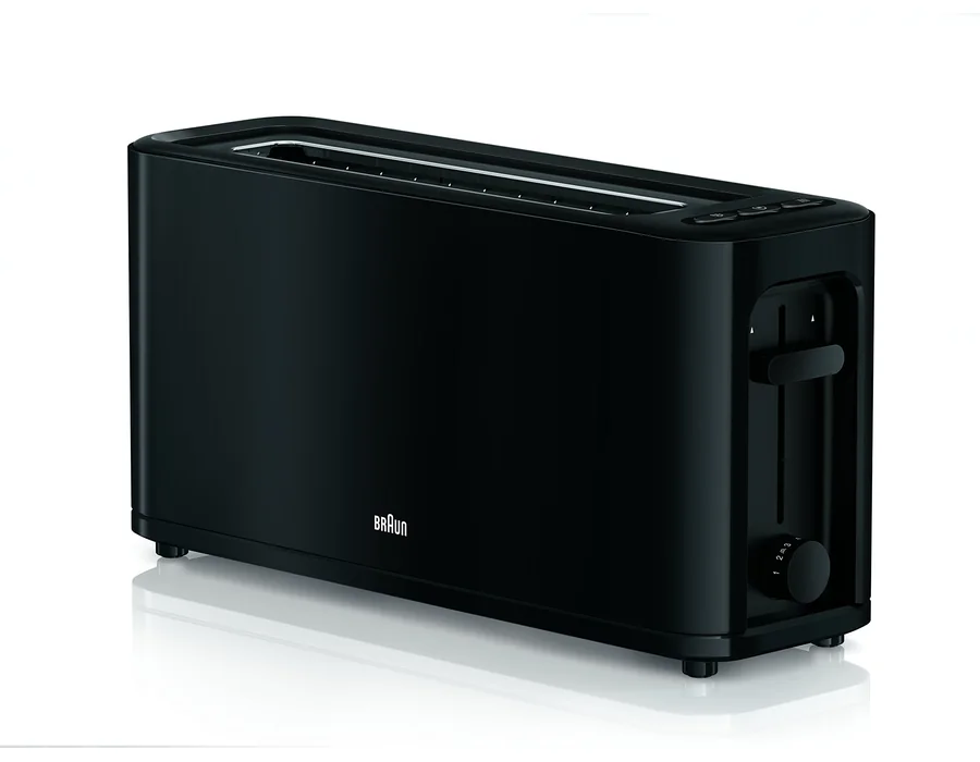 Braun Tostador PurEase HT3110BK - Tostadora de Pan, 1000 w, 2 Ranuras, 7 Niveles de Potencia, Grill Superior Desmontable, Recogecable, Color Negro