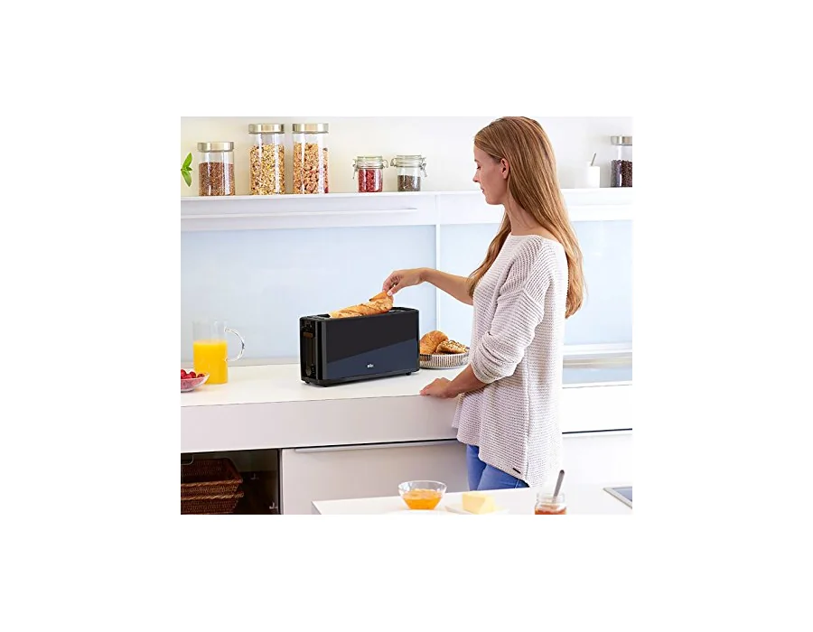 Braun Tostador PurEase HT3110BK - Tostadora de Pan, 1000 w, 2 Ranuras, 7 Niveles de Potencia, Grill Superior Desmontable, Recogecable, Color Negro foto 3