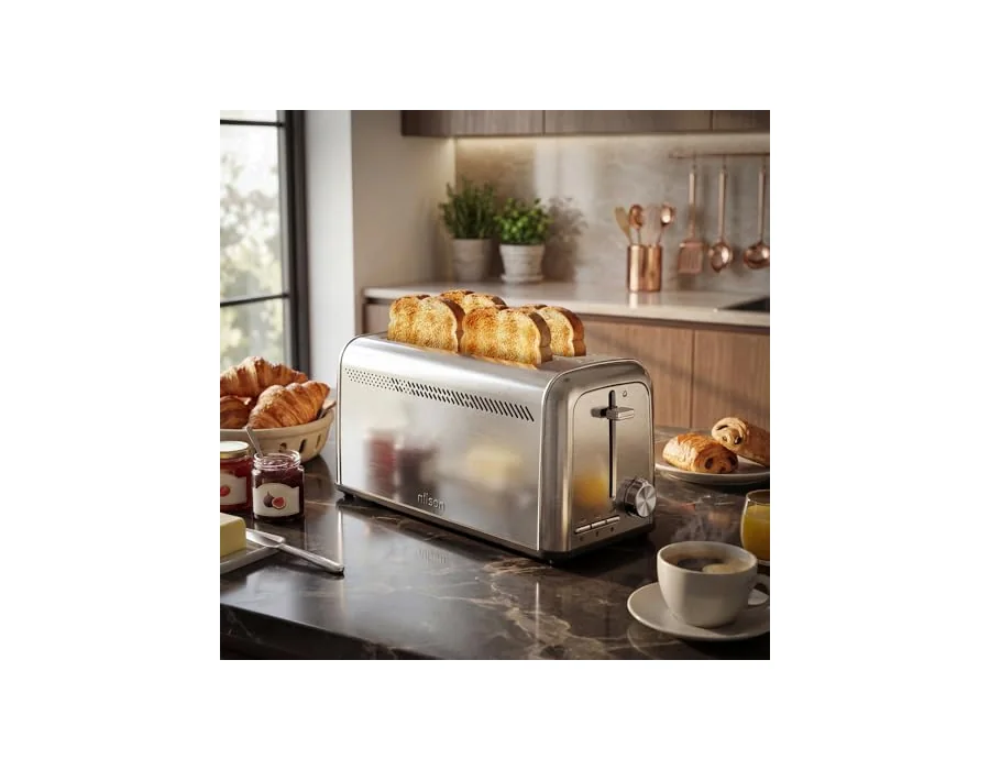 Tostadora de Pan con Ranura Doble, 1500 W, 7 Niveles de Tostado, Control Manual, Temporizador, Descongela, Recalienta y Cancela, Bandeja Recogemigas Extraíble, Fácil Limpieza, NTS2 foto 3
