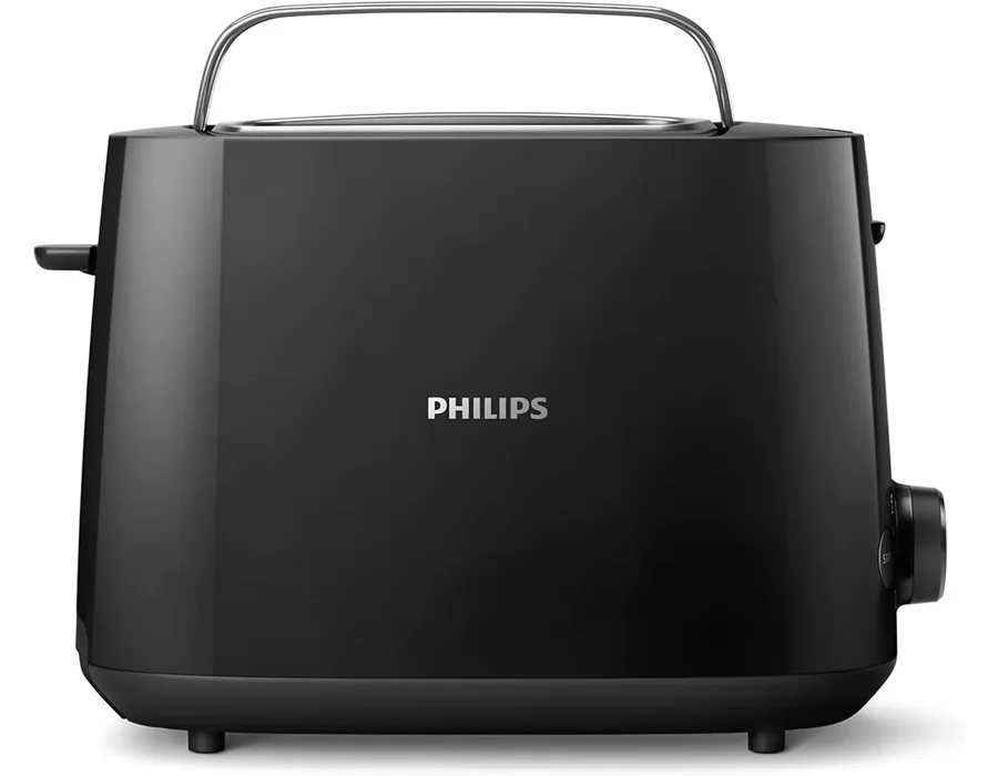 Philips Tostadora de pan 2 Ranuras, 8 Ajustes, Calientabollos, Negro