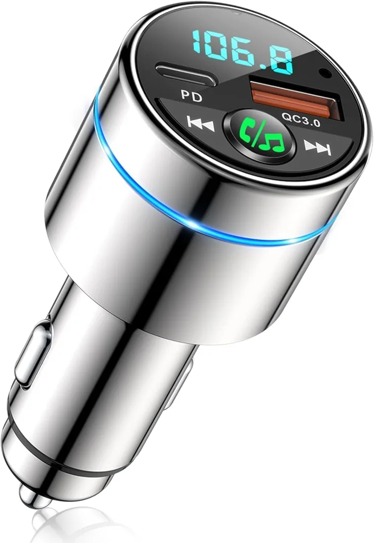 Mohard Transmisor FM Bluetooth Coche 5.3, [Todo Metal] PD 30W+QC3.0 18W | Cargador Coche Rápido, Manos Libres Receptor Música Bluetooth con Cancelación Ruido, con Anillo Luz & Música Alta Fidelidad foto 3