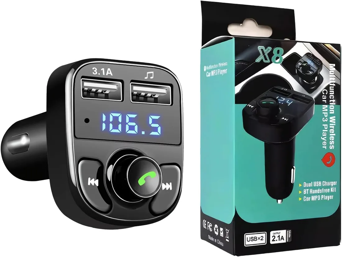 Transmisor FM Bluetooth 3.1A Doble USB MP3 Manos Libres Siri para Coche | Calidad confiable, diseño práctico y uso versátil para las necesidades diarias. foto 2